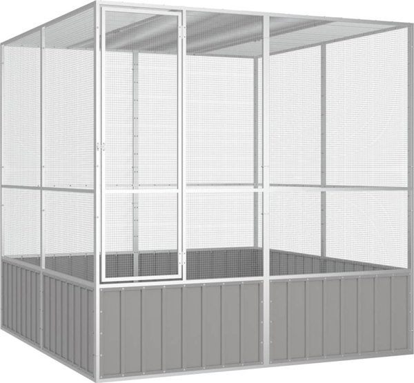 vidaXL vidaXL Woliera, szara, 213,5x217,5x211,5 cm, galwanizowana stal