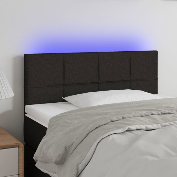 vidaXL Κεφαλάρι κρεβατιού με LED μαύρο 90x5x78/88 cm ύφασμα