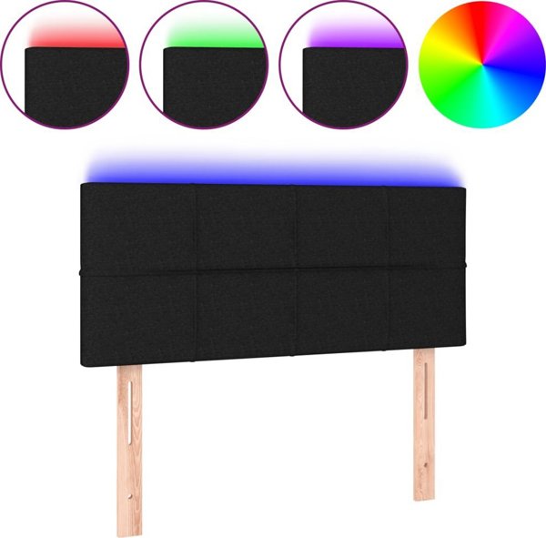 vidaXL Κεφαλάρι κρεβατιού με LED μαύρο 90x5x78/88 cm ύφασμα