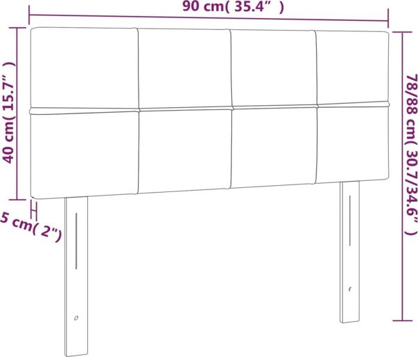 vidaXL Κεφαλάρι κρεβατιού με LED μαύρο 90x5x78/88 cm ύφασμα