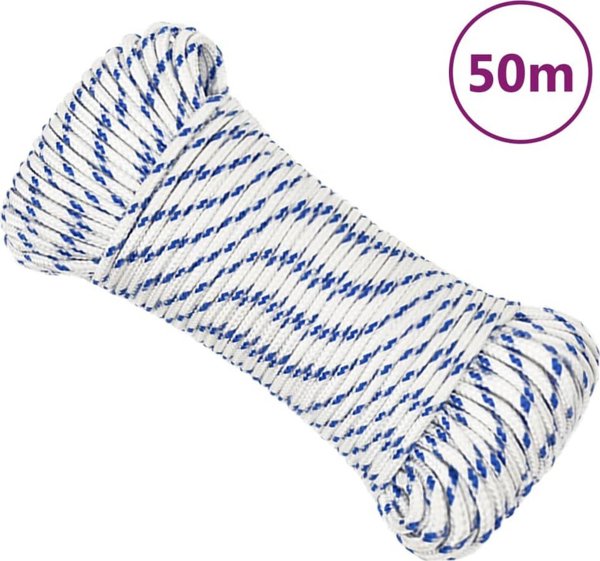 vidaXL ναυτικό σχοινί, λευκό, 5 mm, 50 m, πολυπροπυλένιο