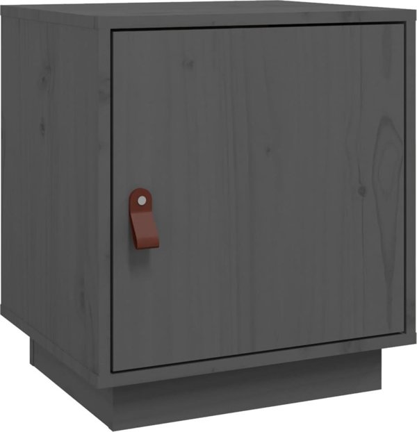 vidaXL Szafka nocna, szara, 40x34x45 cm, lite drewno sosnowe