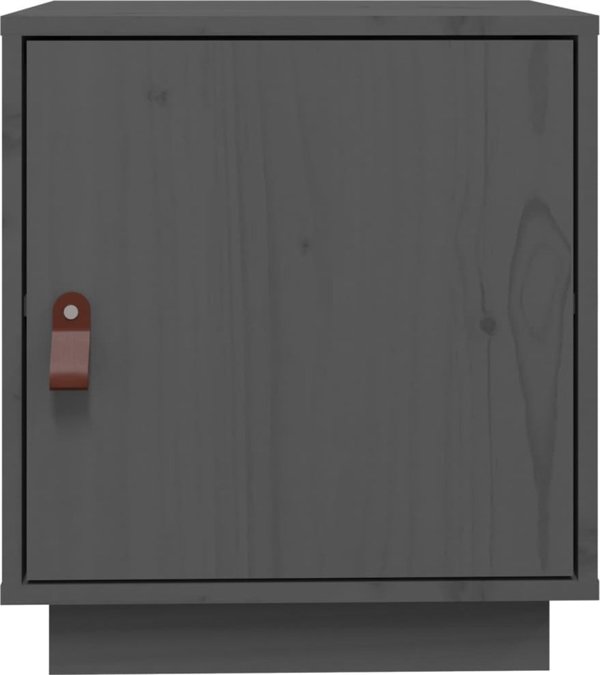 vidaXL Szafka nocna, szara, 40x34x45 cm, lite drewno sosnowe