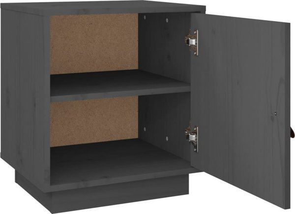 vidaXL Szafka nocna, szara, 40x34x45 cm, lite drewno sosnowe