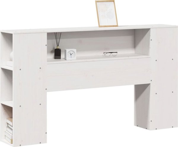 vidaXL Κεφαλάρι κρεβατιού με ράφια, λευκό, 160 cm, μασίφ πεύκο