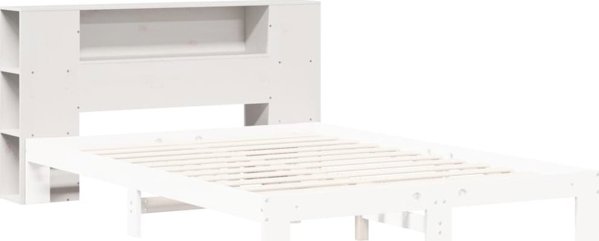 vidaXL Κεφαλάρι κρεβατιού με ράφια, λευκό, 160 cm, μασίφ πεύκο