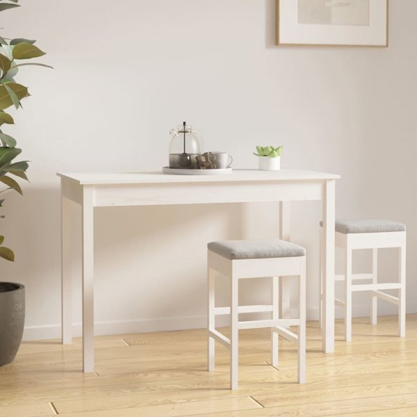 vidaXL Τραπέζι τραπεζαρίας, λευκό, 110x55x75 εκ, από μασίφ πεύκο