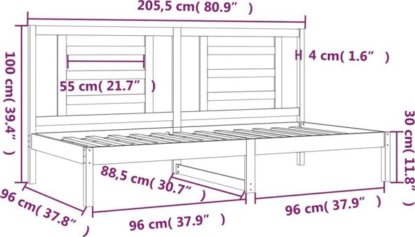 vidaXL Κρεβάτι ημέρας, λευκό, 90x200 cm, από μασίφ πεύκο