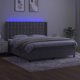 vidaXL Κρεβάτι κοντινεντάλ με στρώμα και LED, γκρι βελούδο, 160 x 200 cm