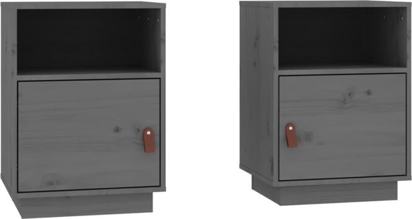 vidaXL vidaXL Szafki nocne, 2 szt., szare, 40x34x55 cm, lite drewno sosnowe