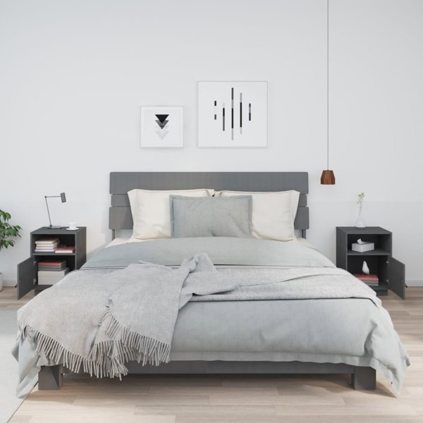 vidaXL vidaXL Szafki nocne, 2 szt., szare, 40x34x55 cm, lite drewno sosnowe