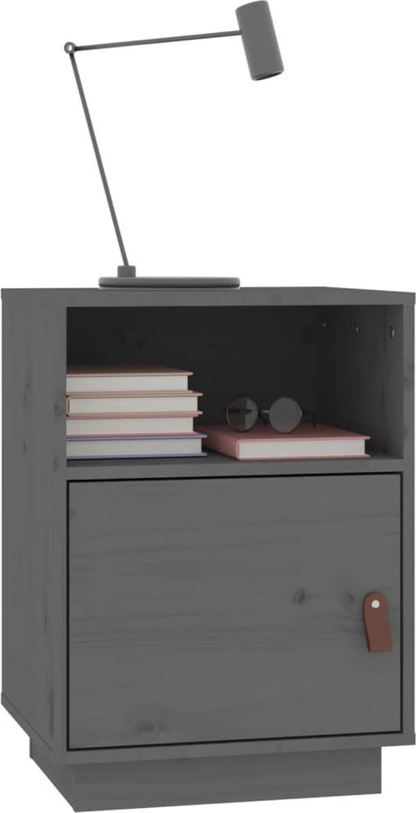 vidaXL vidaXL Szafki nocne, 2 szt., szare, 40x34x55 cm, lite drewno sosnowe