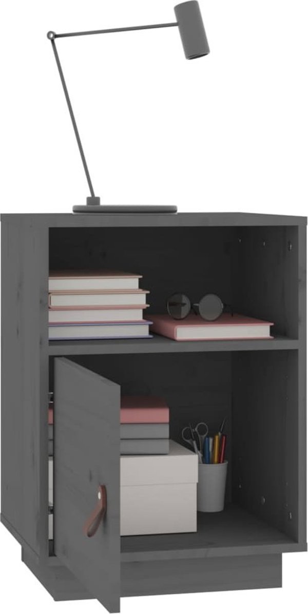 vidaXL vidaXL Szafki nocne, 2 szt., szare, 40x34x55 cm, lite drewno sosnowe
