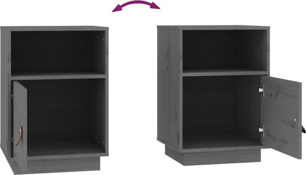 vidaXL vidaXL Szafki nocne, 2 szt., szare, 40x34x55 cm, lite drewno sosnowe