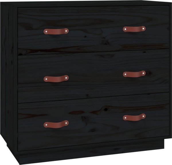 vidaXL vidaXL Komoda, czarna, 80x40x75 cm, lite drewno sosnowe