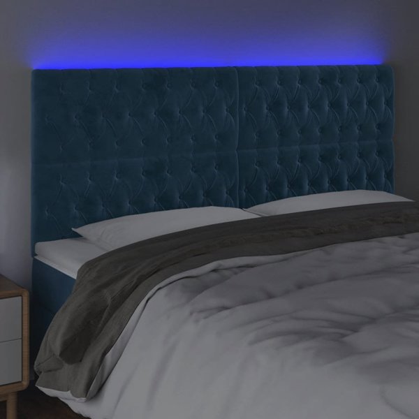 vidaXL Κεφαλάρι κρεβατιού με LED, σκούρο μπλε, 180x7x118/128 εκ.