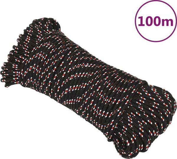 Ιστιοπλοϊκό σχοινί vidaXL μαύρο 4 mm 100 m πολυπροπυλένιο