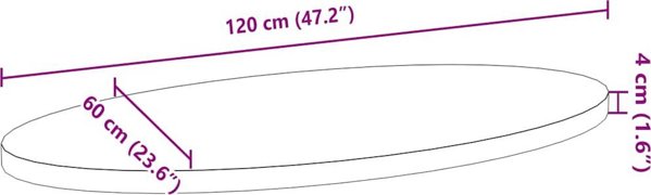 vidaXL Επιφάνεια τραπεζιού, καφέ, 120x60x4 εκ., μασίφ δρυς, οβάλ