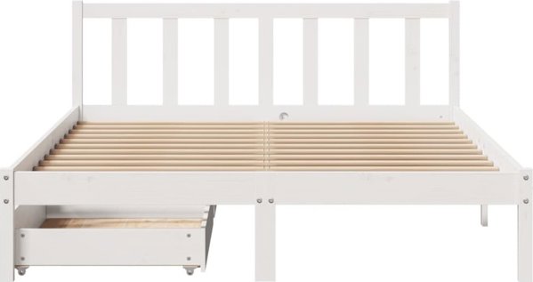vidaXL Rama κρεβατιού χωρίς στρώμα, λευκή, 140x190 cm, μασίφ πεύκο