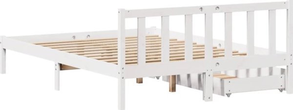 vidaXL Rama κρεβατιού χωρίς στρώμα, λευκή, 140x190 cm, μασίφ πεύκο