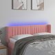 vidaXL Κεφαλάρι κρεβατιού με LED, ροζ, 147x16x78/88 cm, βελούδο
