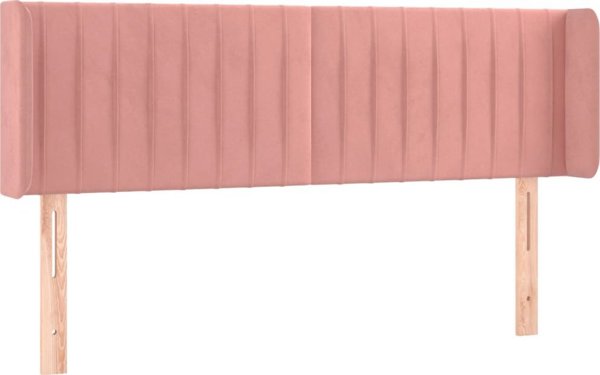 vidaXL Κεφαλάρι κρεβατιού με LED, ροζ, 147x16x78/88 cm, βελούδο