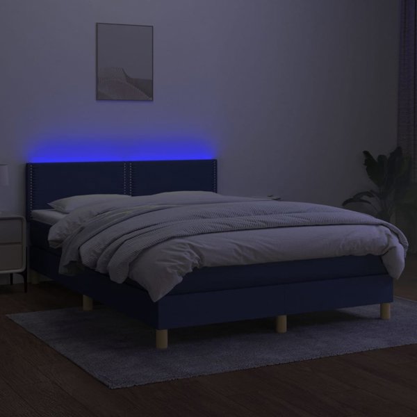vidaXL Continental κρεβάτι με στρώμα, μπλε 140x190 cm, ύφασμα