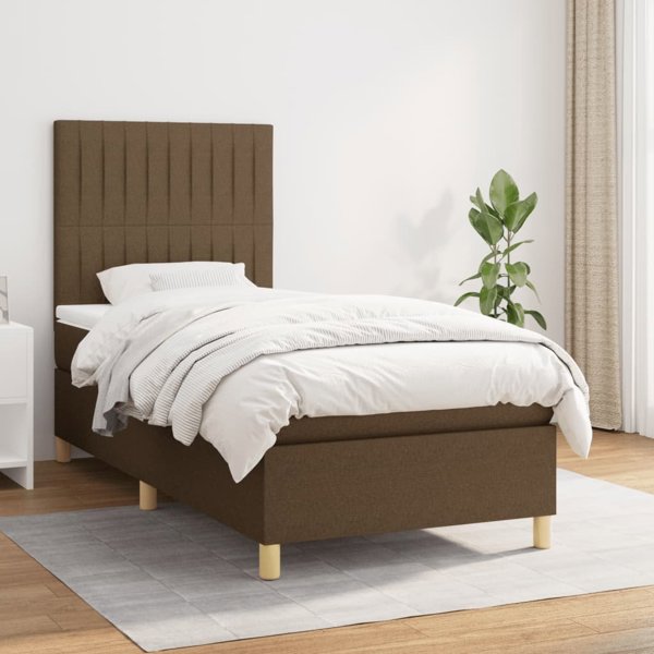 vidaXL Κρεβάτι kontynentalne με στρώμα, καφέ, ύφασμα, 80x200 εκ.