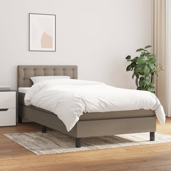 vidaXL Κρεβάτι kontynentalne με στρώμα, taupe, ύφασμα, 90x200 cm