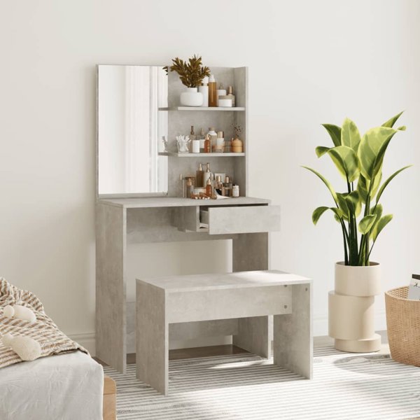 vidaXL Σετ με Τουαλέτα, απόχρωση σκυροδέματος, 74,5x40x141 εκ.