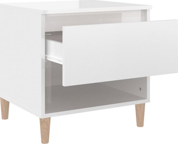vidaXL Σετ 2 Κομοδίνα Λευκά Μεγάλης Γυαλάδας, 50x46x50 cm