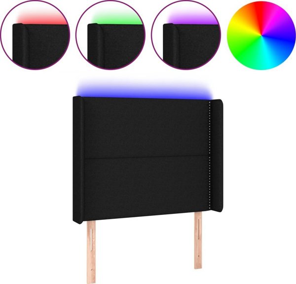 vidaXL Κεφαλάρι Κρεβατιού με LED, μαύρο, 83x16x118/128 cm, υφασμα
