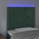 vidaXL Κεφαλάρι για κρεβάτι με LED, σκούρο πράσινο, 90x5x118/128 cm, βελούδο