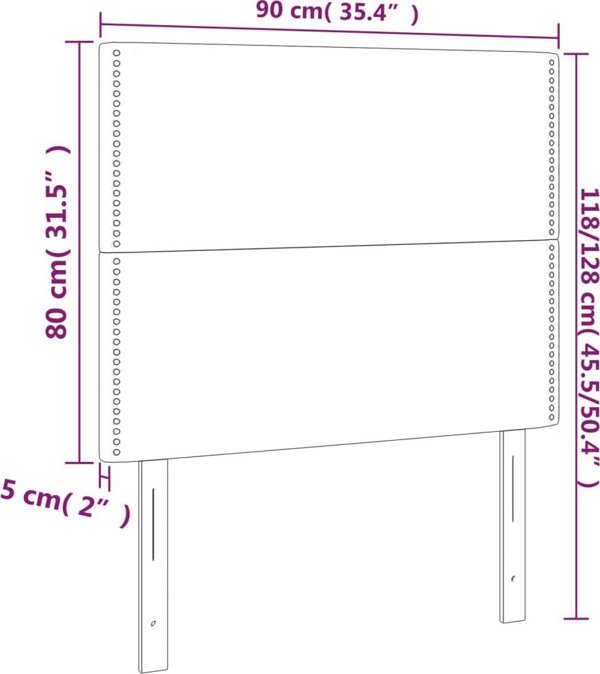 vidaXL Κεφαλάρι για κρεβάτι με LED, σκούρο πράσινο, 90x5x118/128 cm, βελούδο