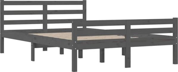 vidaXL Rama κρεβατιού γκρι, μασίφ ξύλο, 140 x 190 cm