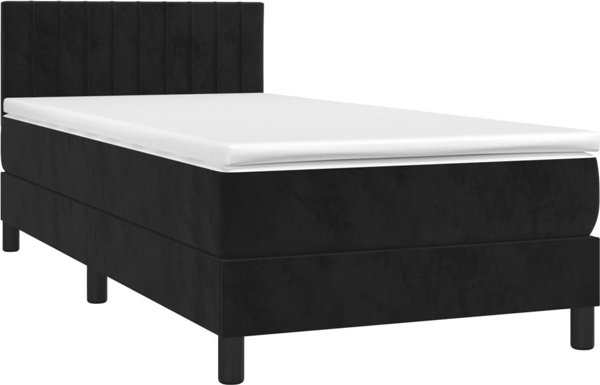 vidaXL Κρεβάτι continental με στρώμα, μαύρο βελούδο, 90x190 cm