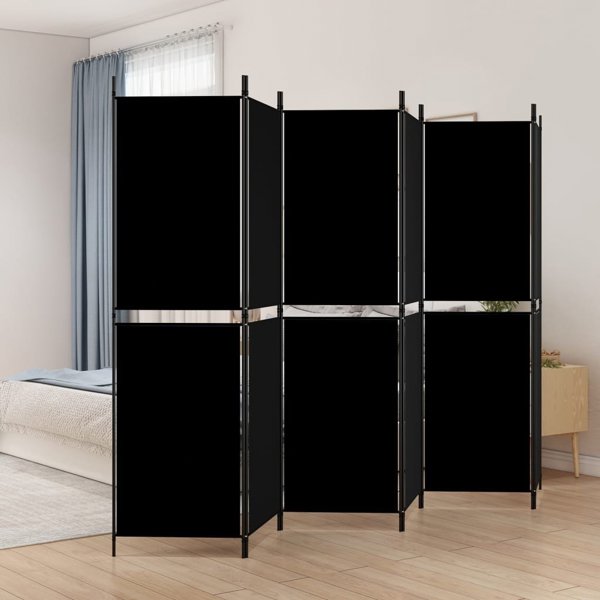 vidaXL vidaXL Parawan 6-panelowy, czarny, 300 x 180 cm, tkanina