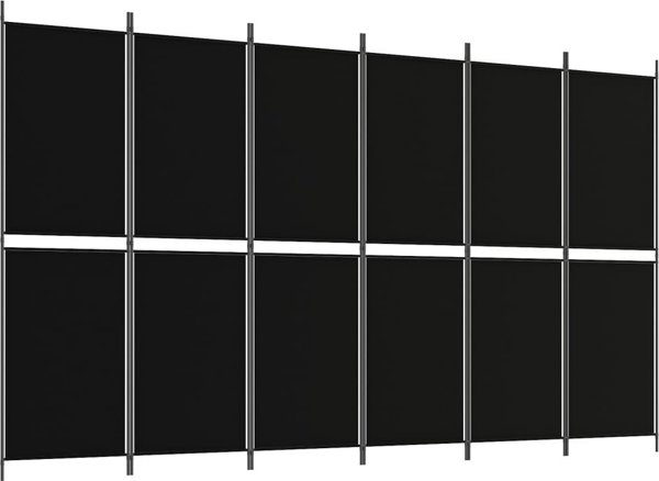 vidaXL vidaXL Parawan 6-panelowy, czarny, 300 x 180 cm, tkanina