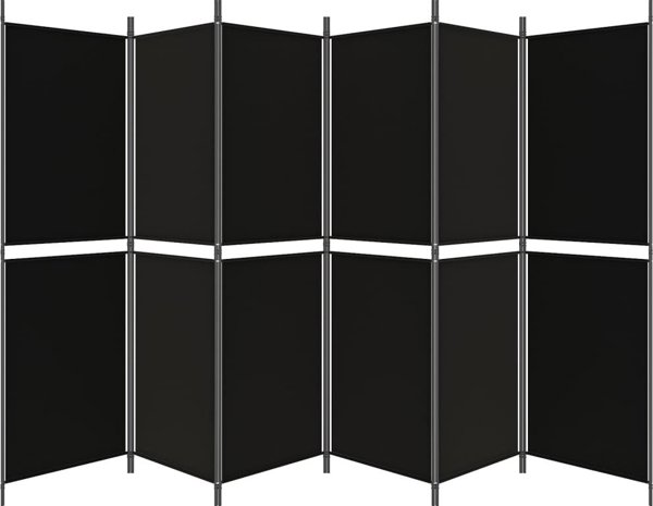 vidaXL vidaXL Parawan 6-panelowy, czarny, 300 x 180 cm, tkanina