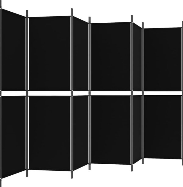 vidaXL vidaXL Parawan 6-panelowy, czarny, 300 x 180 cm, tkanina