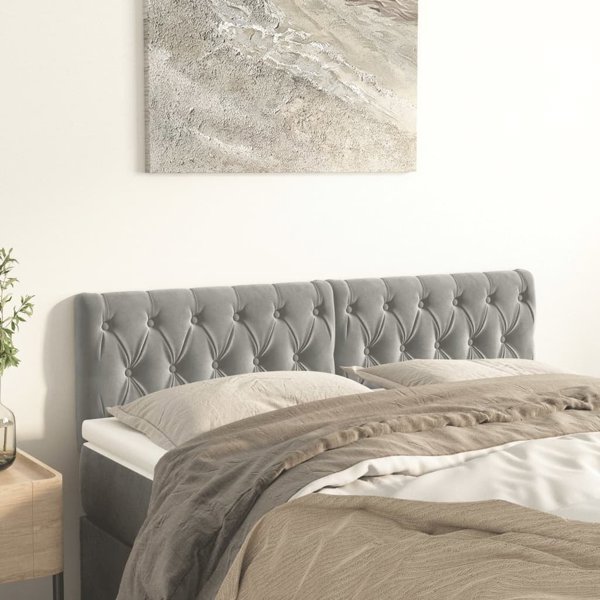 vidaXL Zaglowki do lozka, 2 szt., jasnoszare, 72x7x78/88 cm, aksamit