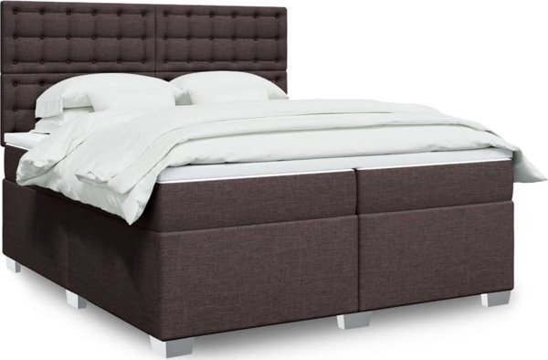 vidaXL Κρεβάτι Continental με στρώμα, καφέ, ύφασμα, 200x200 cm