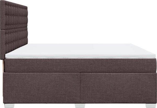 vidaXL Κρεβάτι Continental με στρώμα, καφέ, ύφασμα, 200x200 cm