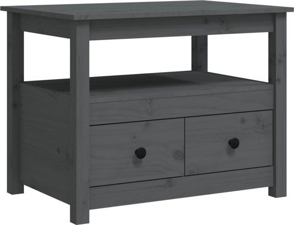 vidaXL vidaXL Stolik kawowy, szary, 71x49x55 cm, lite drewno sosnowe