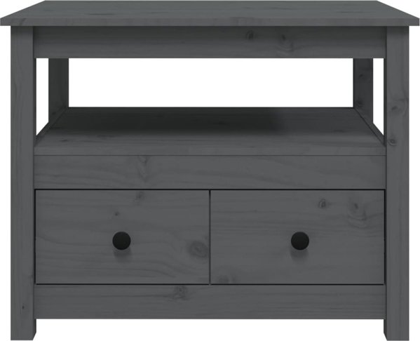 vidaXL vidaXL Stolik kawowy, szary, 71x49x55 cm, lite drewno sosnowe