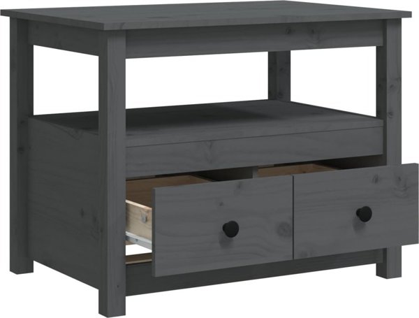 vidaXL vidaXL Stolik kawowy, szary, 71x49x55 cm, lite drewno sosnowe