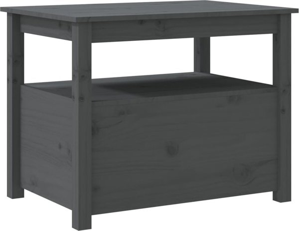 vidaXL vidaXL Stolik kawowy, szary, 71x49x55 cm, lite drewno sosnowe