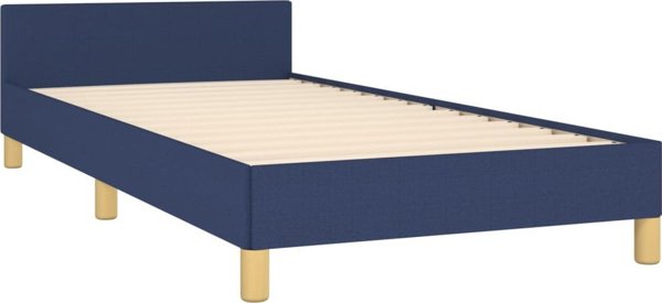 vidaXL Rama κρεβατιού με κεφαλάρι, μπλε, 90x200 εκ., με υφασμάτινη επένδυση