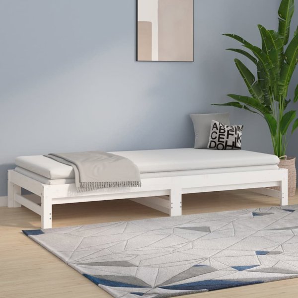 vidaXL Εκτεινόμενο κρεβάτι, λευκό, 2x(90x200) cm, μασίφ πεύκο