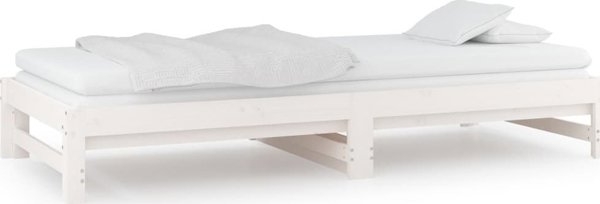 vidaXL Εκτεινόμενο κρεβάτι, λευκό, 2x(90x200) cm, μασίφ πεύκο